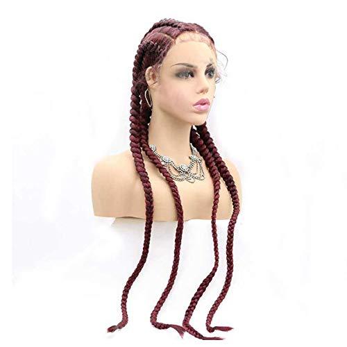 melody wig Melody Wig 99J# Wine Red 4x Twist Braids Wigs With Baby Hair Synthetic Lace Front braiding Wigs For Women Hand Twisted Wig Hand Made Braid Wig …