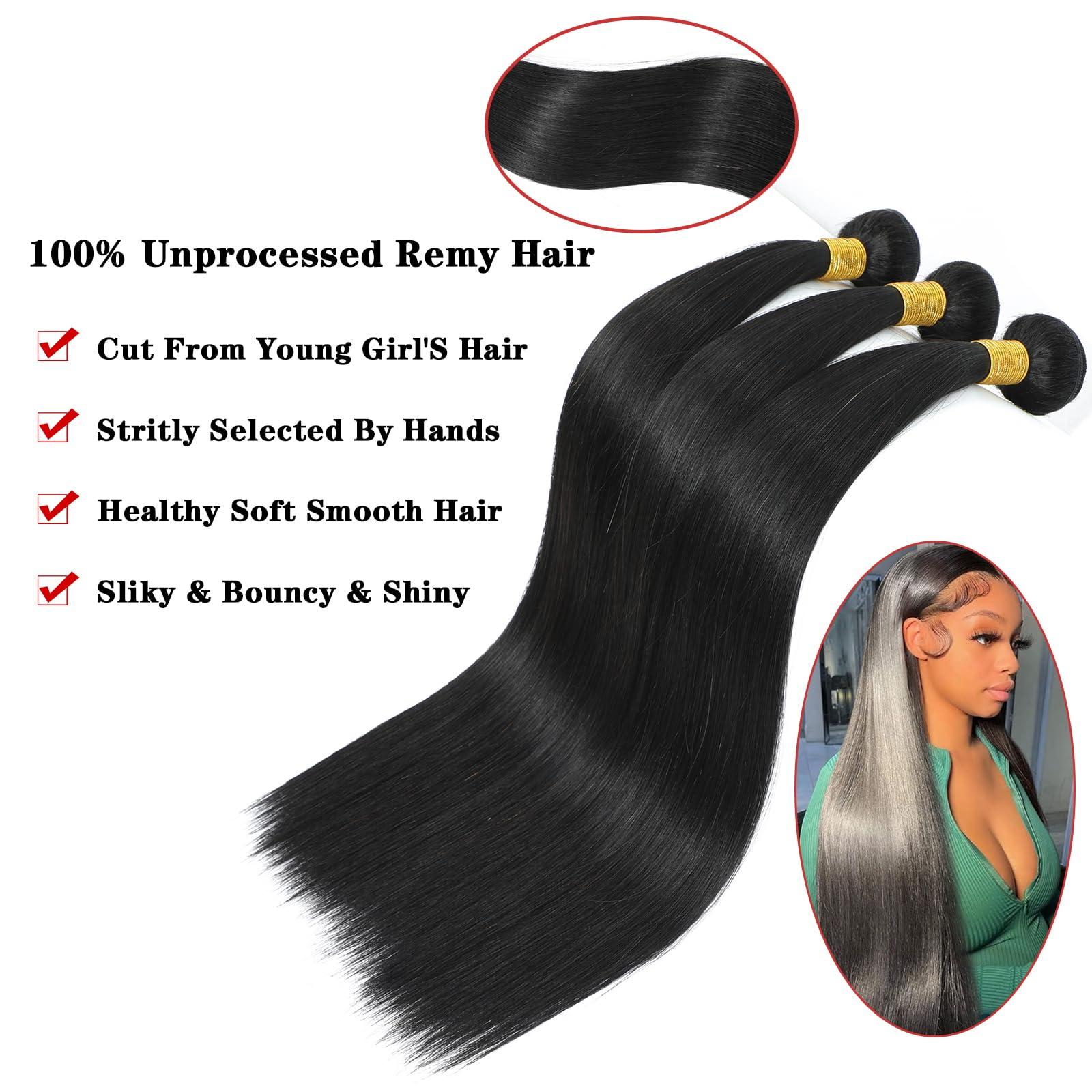 NROOEAY Straight Bundles Human Hair 12 Inch Single Bundle Human Hair 100% Unprocessed Brazilian Virgin Weave Human Hair Bundles Natural Black Color
