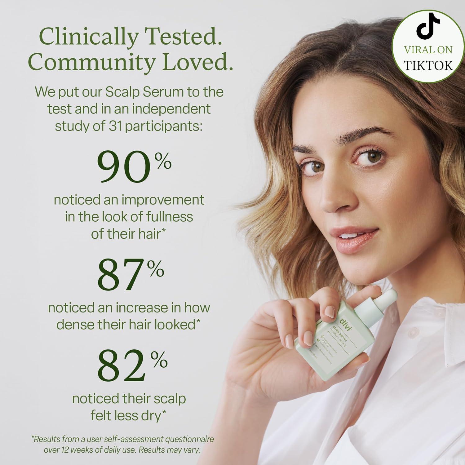 divi Divi Scalp Serum for Thinning Hair, 30ml Clinically Tested, Nourishing Formula with Amino Acids, Caffeine & Rosemary Oil Promotes Healthy Scalp & Fuller-Looking Hair, Reduces Oil & Product Buildup