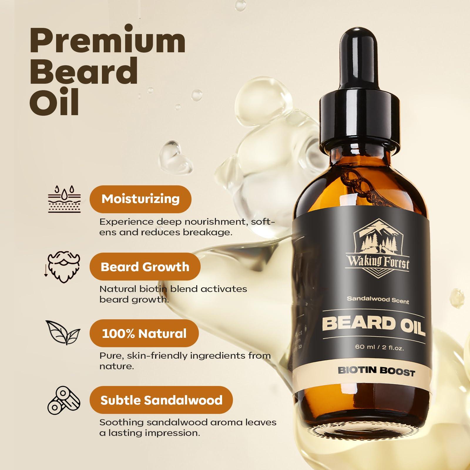Waking Forest Waking Forest Beard Growth Oil with Biotin Bundle with Beard Oil Sandalwood