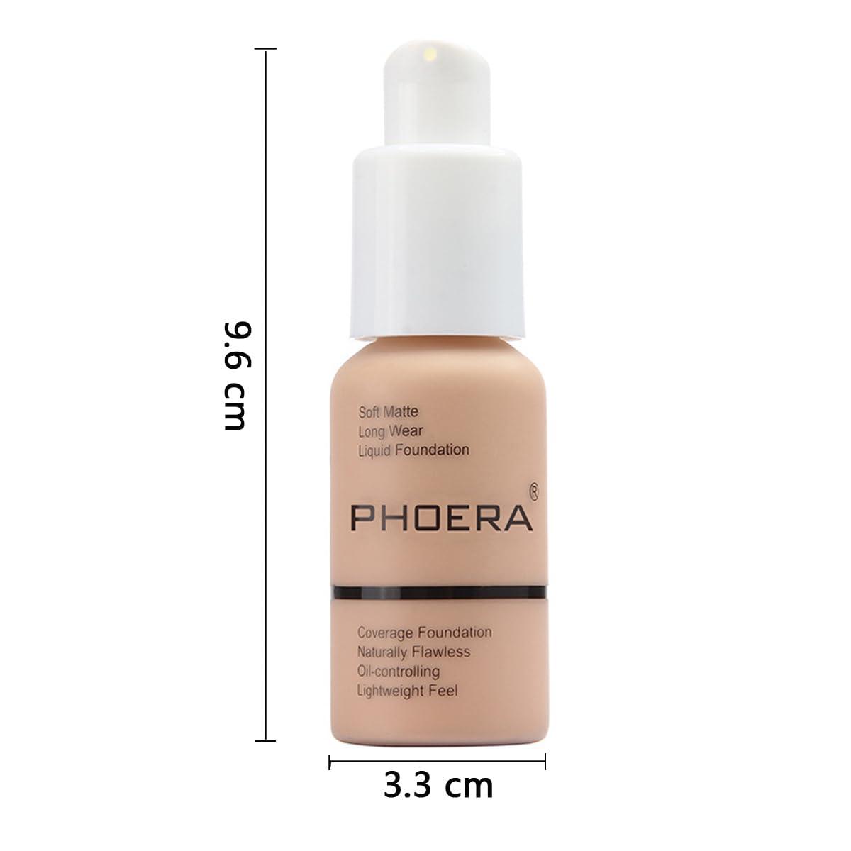 WFWJ PHOERA Foundation,Flawless Soft Matte Liquid Foundation 24 HR Oil Control Concealer Foundation Makeup,Full Coverage Foundation for Women and Girls (103 Warm peach+104 Buff Beige)
