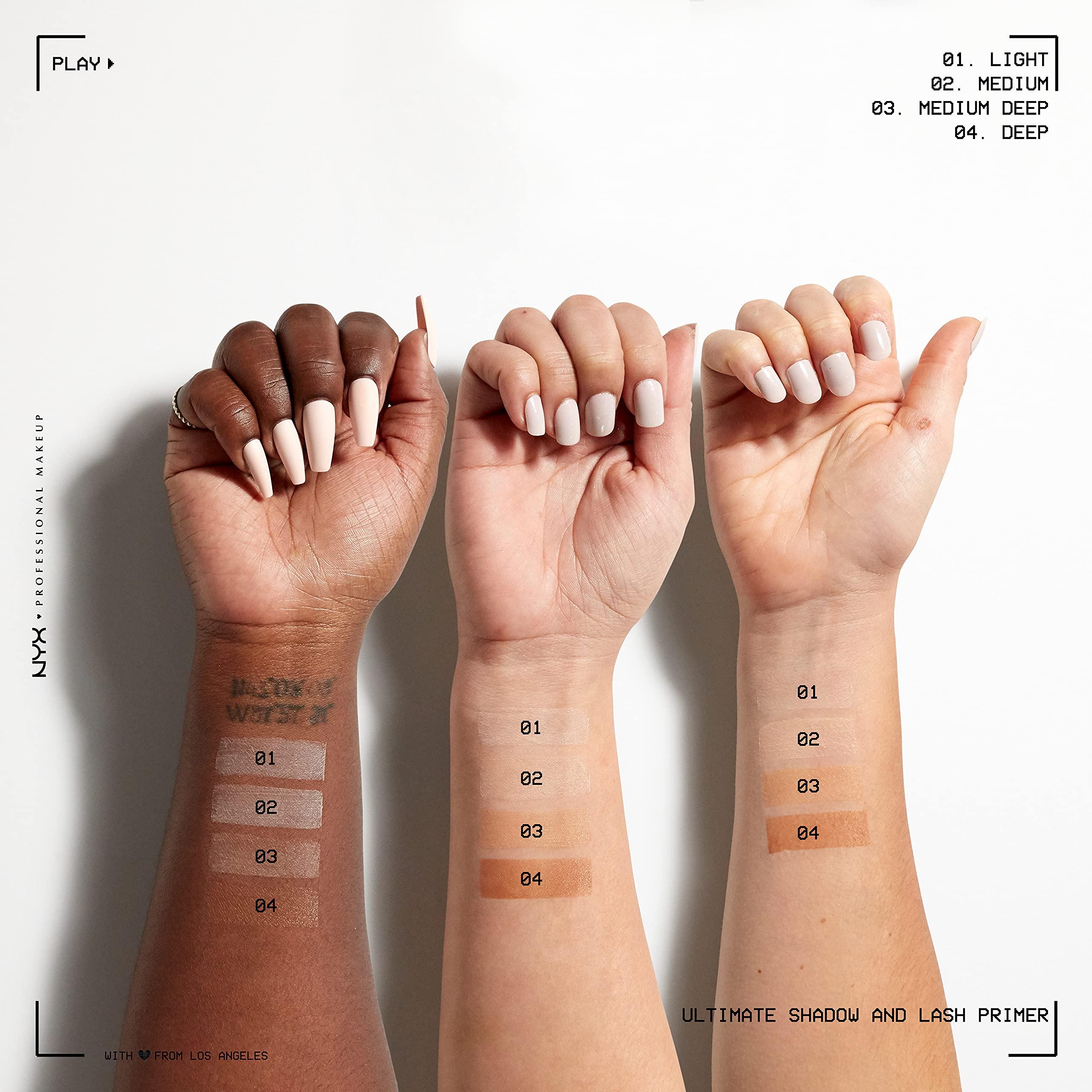 NYX PROFESSIONAL MAKEUP NYX PROFESSIONAL MAKEUP Ultimate Shadow & Liner Primer, Medium Deep + Epic Ink Liner, Black (2-Pack Bundle)