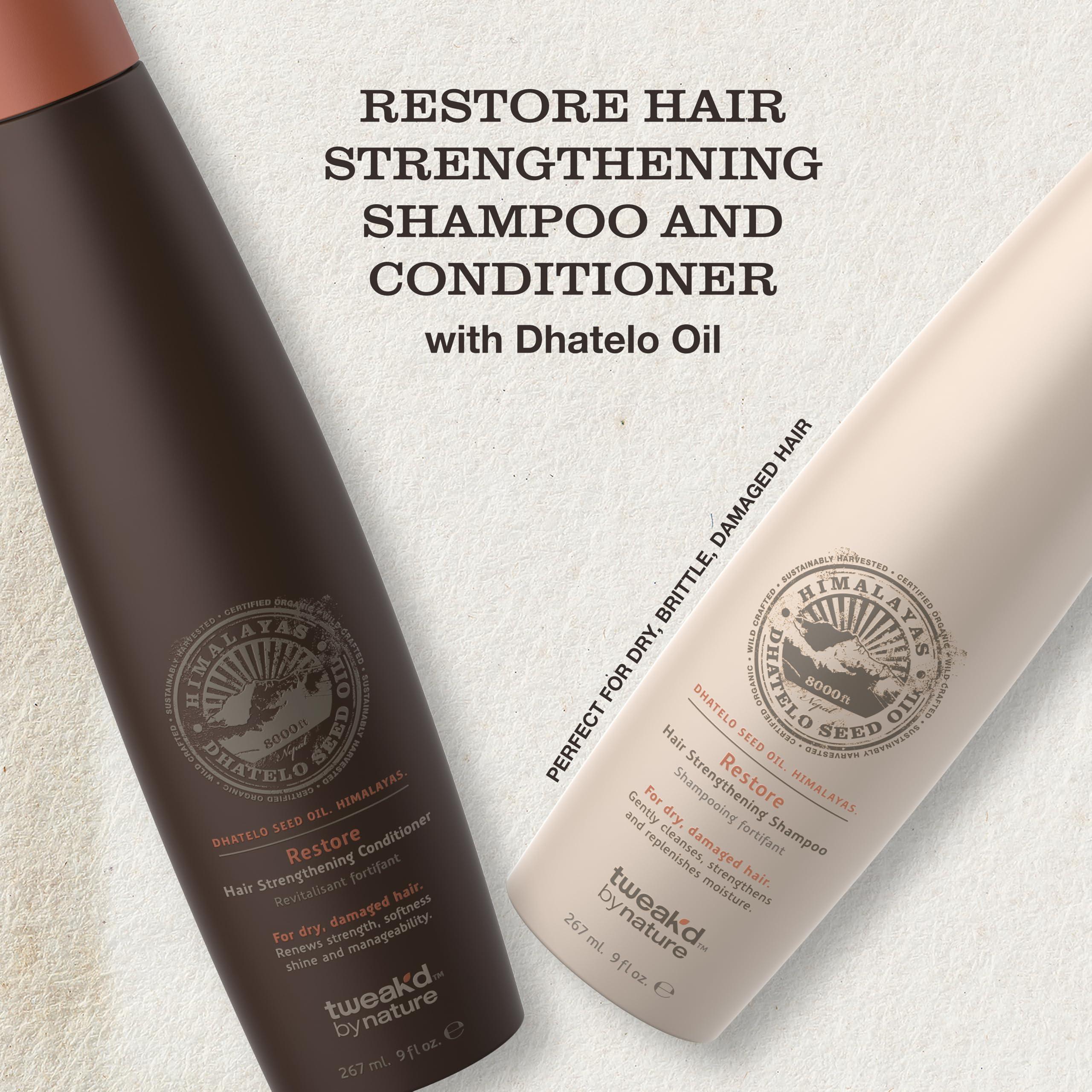 Tweak-d by Nature Tweakd by Nature - Restore Hair Strengthening Shampoo and Conditioner Set, Cleansing and Moisturizing for Shiny and Soft Hair, Cruelty Free (2 x 9 ounces)