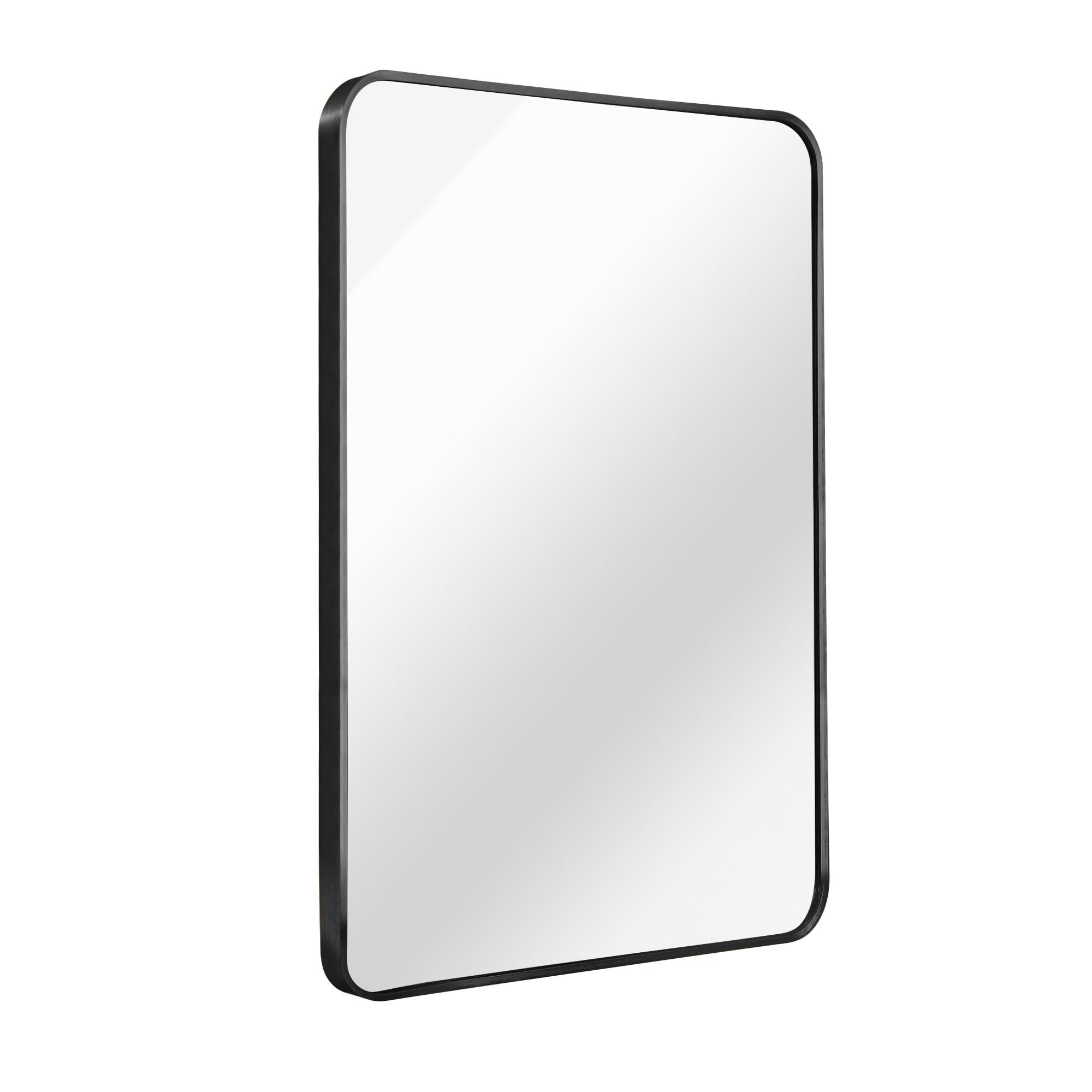 QiMaieeUSA Black 22x30 INCH Metal Rectangle Barhroom Mirror