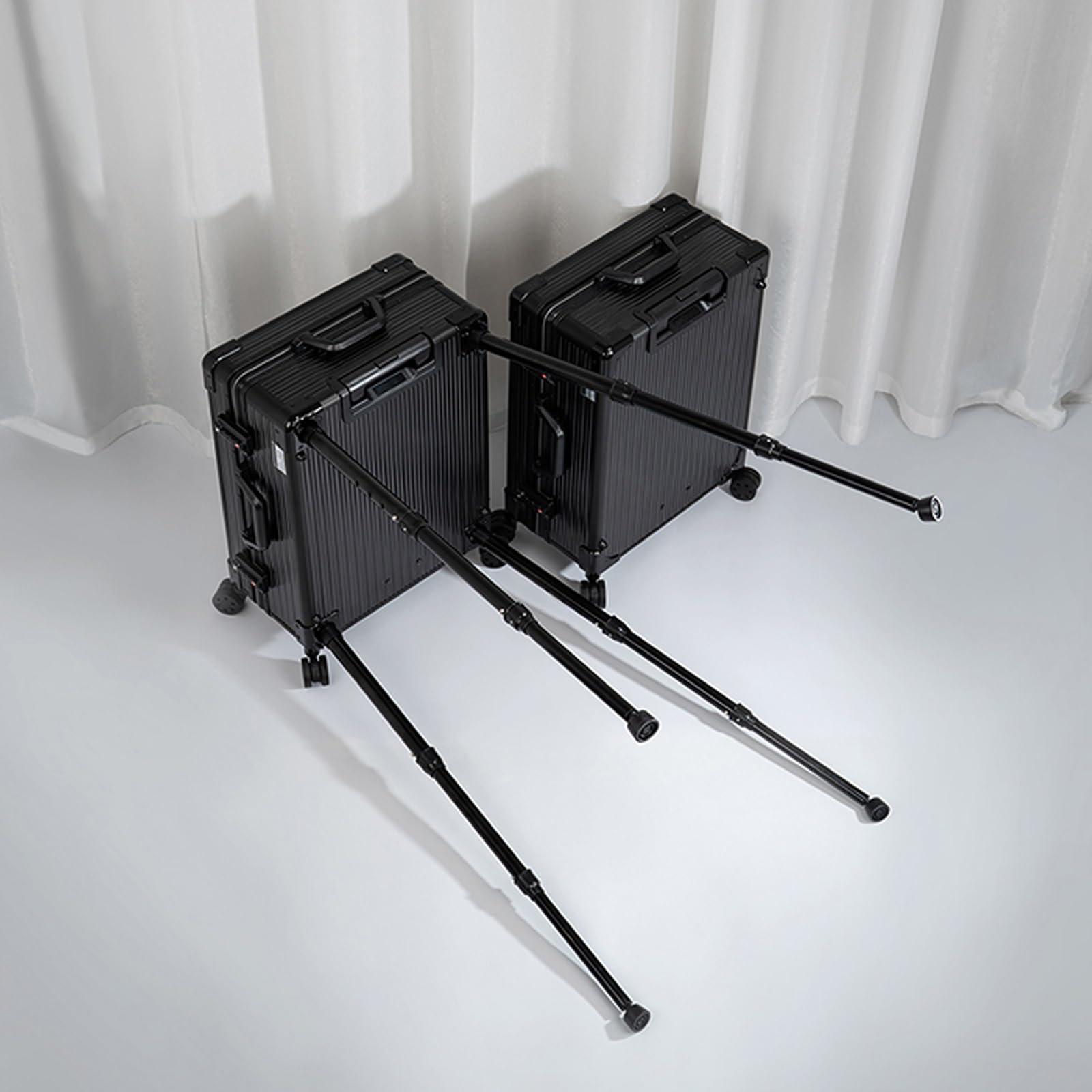 HJXGQJM Large Makeup Train Case With Mirror And Lights, Professional Artist Cosmetic Travel Organizer Box Aluminum Makeup Case Salon Station With Stand Rolling Lighted Makeup Vanity Station (Silvery) ( Color