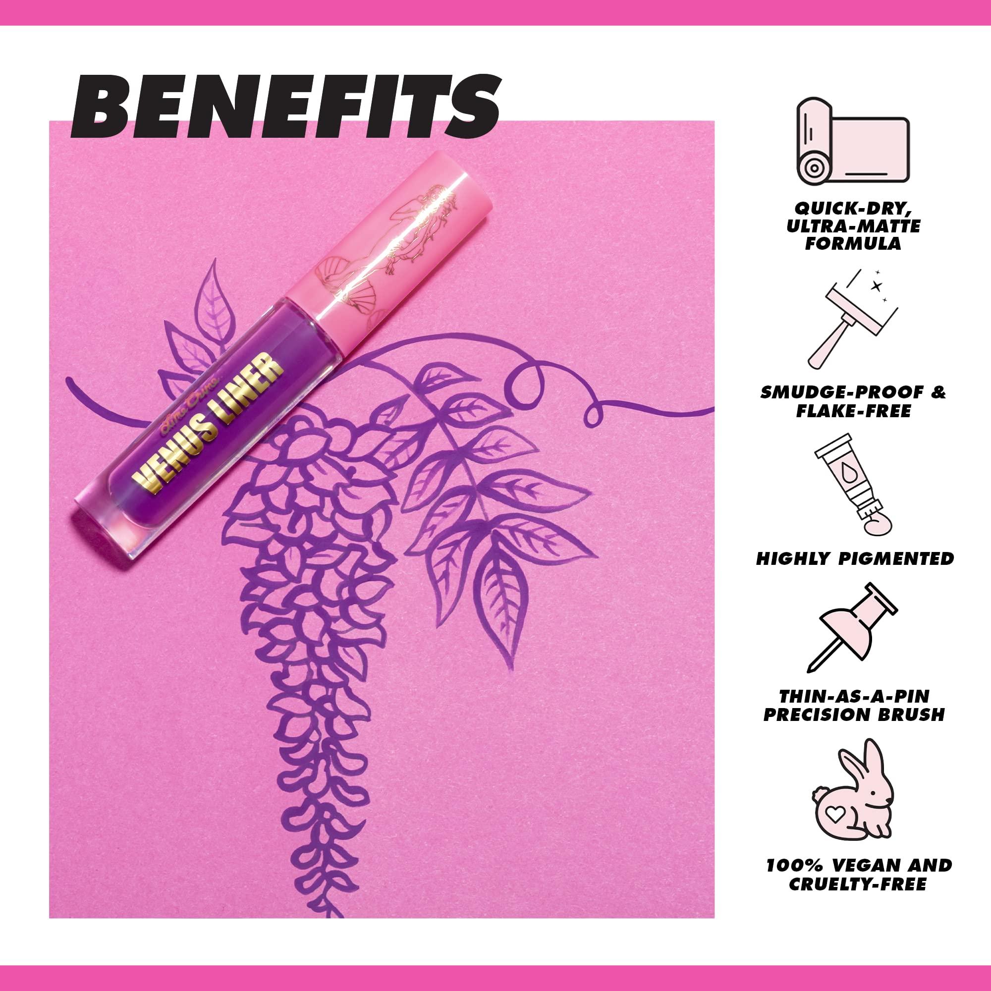 Lime Crime Lime Crime Venus Pigmented Liquid Eyeliner with Precision Brush, Wisteria (Vivid Purple) - Ultra Matte Water-Based Formula is Long-Lasting, Smudge-Proof & Quickly Dries - Vegan & Cruelty-Free