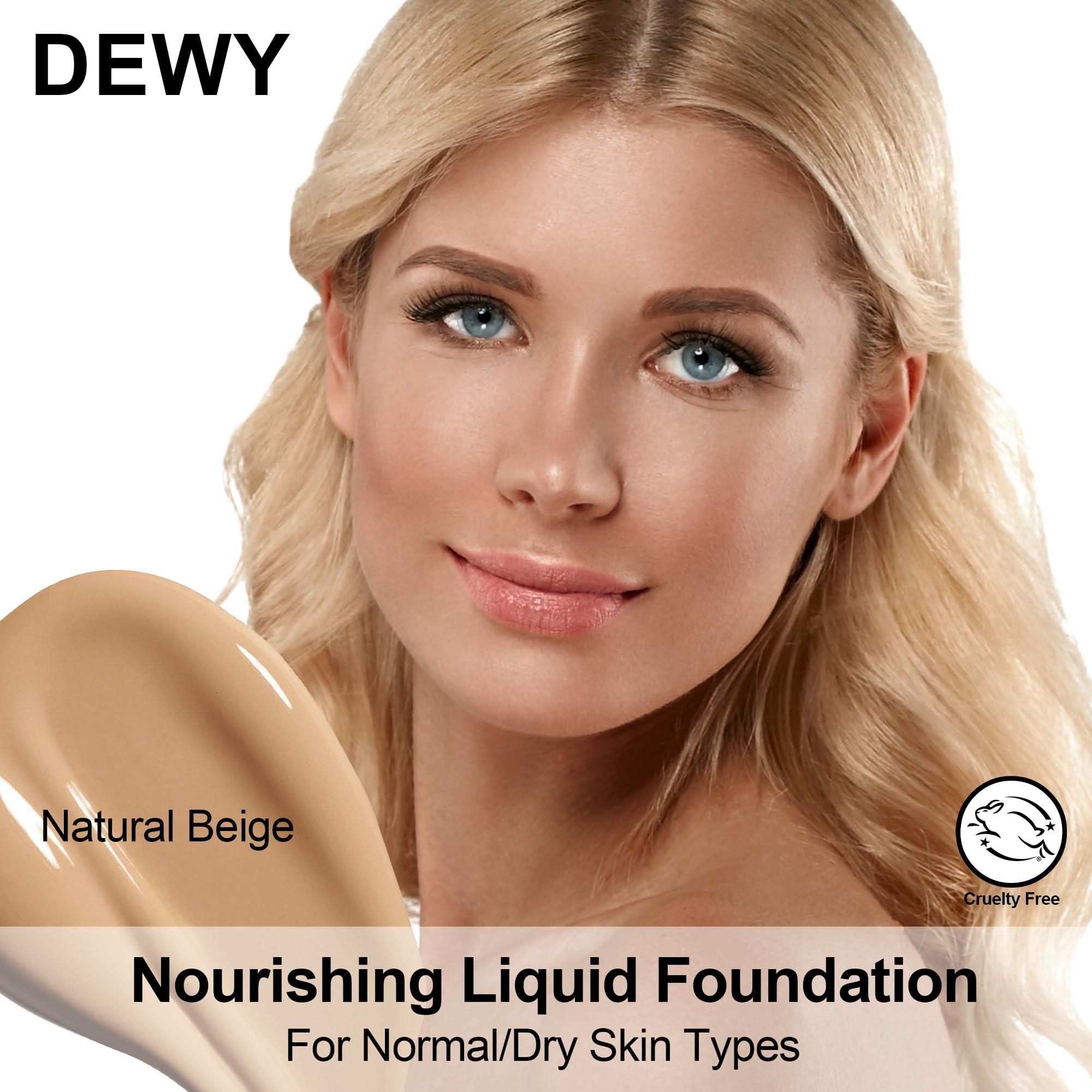 FV FV Waterproof Liquid Foundation, Dewy Finish Long Lasting Lightweight Medium Coverage Face Makeup for Normal & Dry Skin, Cruelty Free, Natural Beige, 30ml