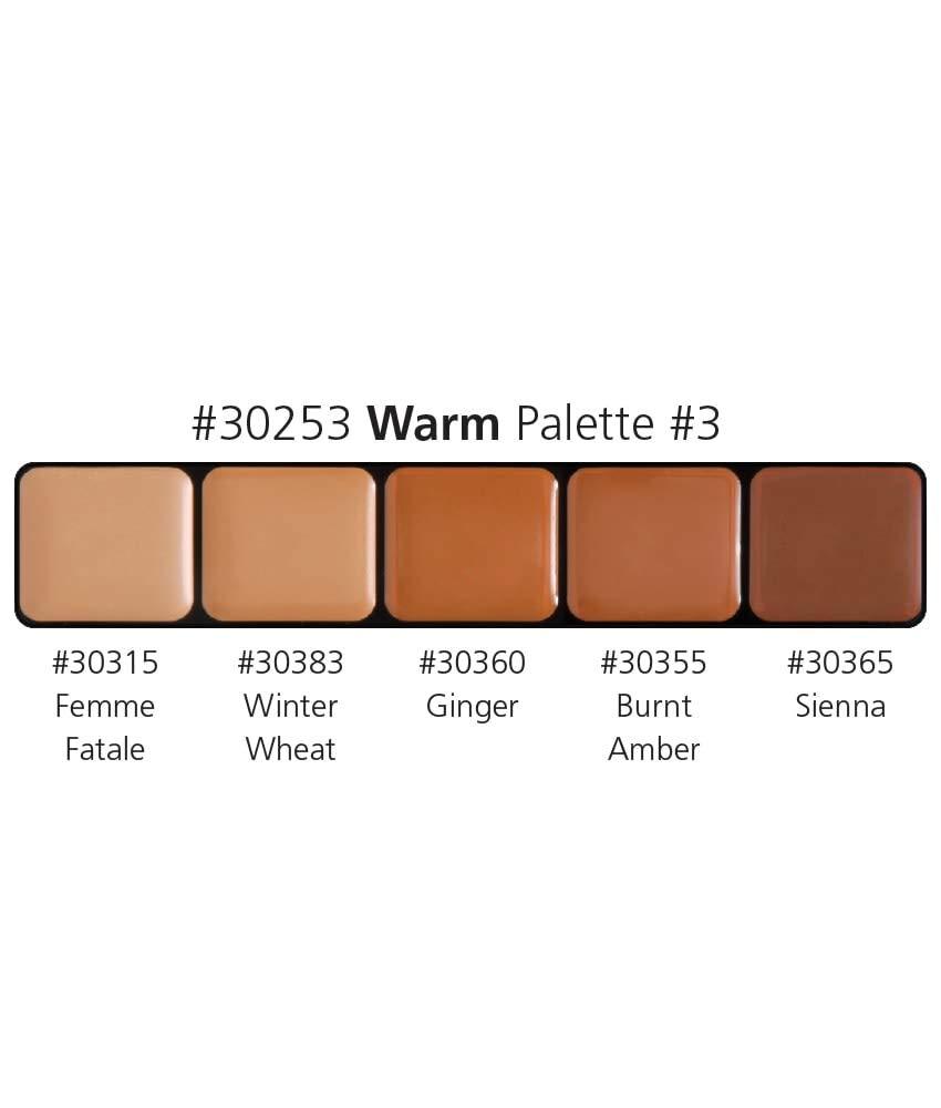 Graftobian Graftobian HD Glamour Crme Foundation Palette (Warm #3) - High Definition 5 Color Makeup Palette, Cream Based Foundation Concealer and Contour Palette, Full Coverage - Medium/Dark Warm Skin Shades