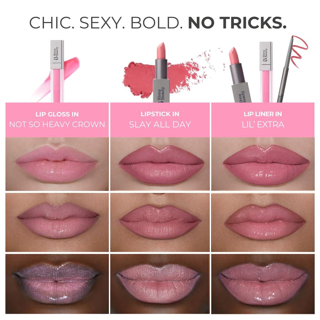 RB RINNA BEAUTY Rinna Beauty Icon Lip Kit - Pinky - All-in-One Lip Kit Includes Lipstick, Lip Gloss, and Lip Liner - Candy Pink look - Vegan, Long-Lasting, Anti-Aging & Moisturizing, Cruelty-Free - 1 each