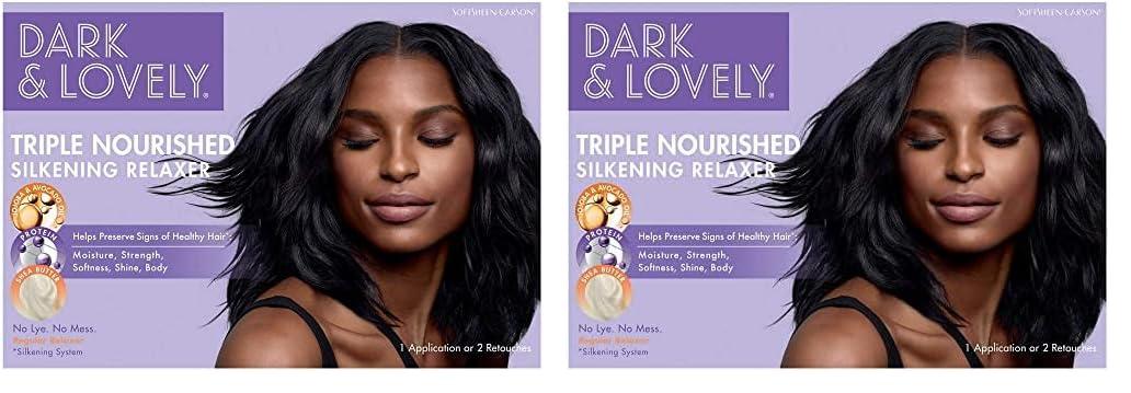 SoftSheen-Carson SoftSheen-Carson Dark and Lovely Triple Nourished Silkening Relaxer No-Lye Regular Strength with Shea Butter, Jojoba and Avocado Oils, Regular (Pack of 2)