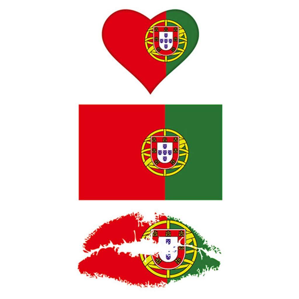 CARGEN CARGEN National Flag Temporary Tattoos - 5 Sheets 3 Patterns Portugal Flag Tattoos for Portugal Football Match World Cup Ball Game Great on Arm Face Shoulder for Kids Adults Party Festival