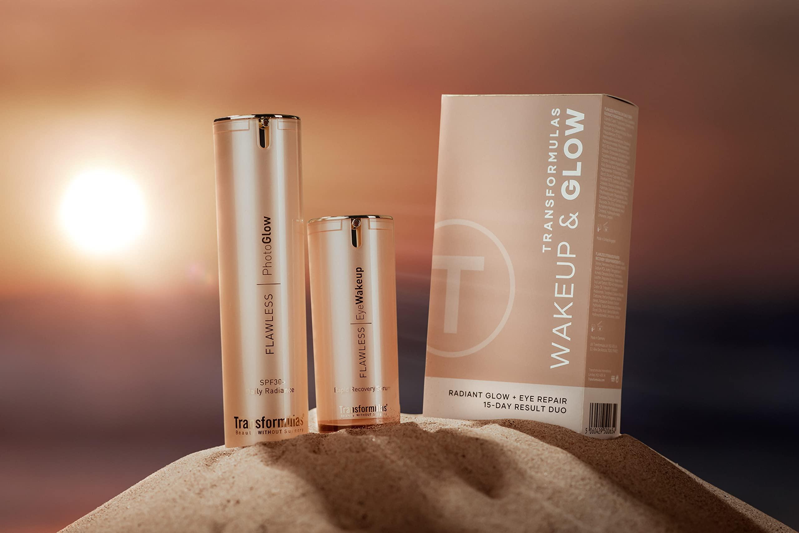 Transformulas Transformulas Flawless PhotoGlow 50ml & Eye Wake Up Rapid Recovery 17.5ml 15 Day Result Set, Reduces Puffiness and Dark Circles, Daily Use