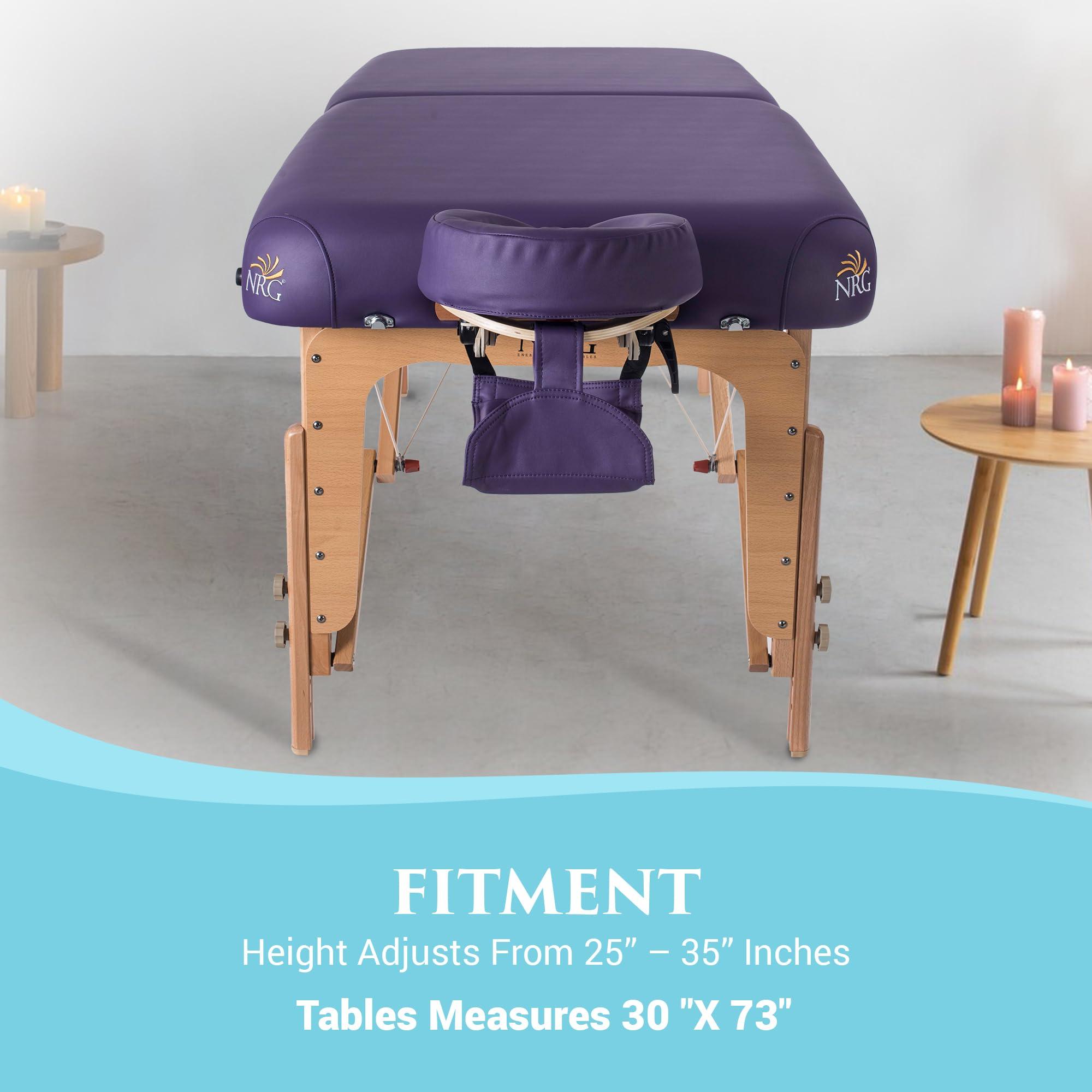 NRG NRG Vedalux Portable Massage Table Package Purple - Folding Massage Bed Lightweight Massage Table - Professional Massage Table Spa Bed, Face Cradle, Hanging Armrest, & Carrying Case