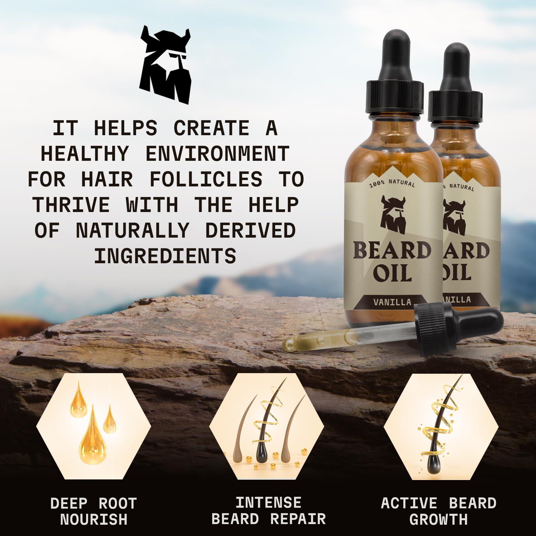 Striking Viking Striking Viking Beard Oil for Men, Vanilla (Large 2 oz)  Natural with Argan & Jojoba Oils  Softens, Smooths & Strengthens Beard Growth  (Pack of 2)