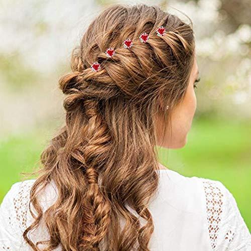 WOIWO WOIWO 20 PCS Crystal Hair Pins Rose U-sharped Design Metal Hair Pins Fit for Women and Girls Hair Jewelry Accessories, Red