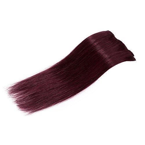 MY-LADY MY-LADY Clip In Hair Extensions Real Human Hair 20 Inch 8pcs Remy Real Hair Extension Clip ins #99J Burgundy Wine Red 105g Silky Straight Full Head Soft Natural Extension