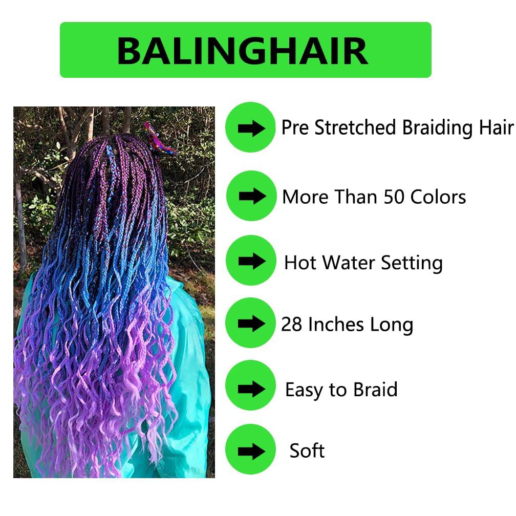 BALINGHAIR BALINGHAIR Pre-Stretched Braiding Hair Extensions Burgundy Red High Temperature Braids Hair 28 Inch(A19-6Packs)