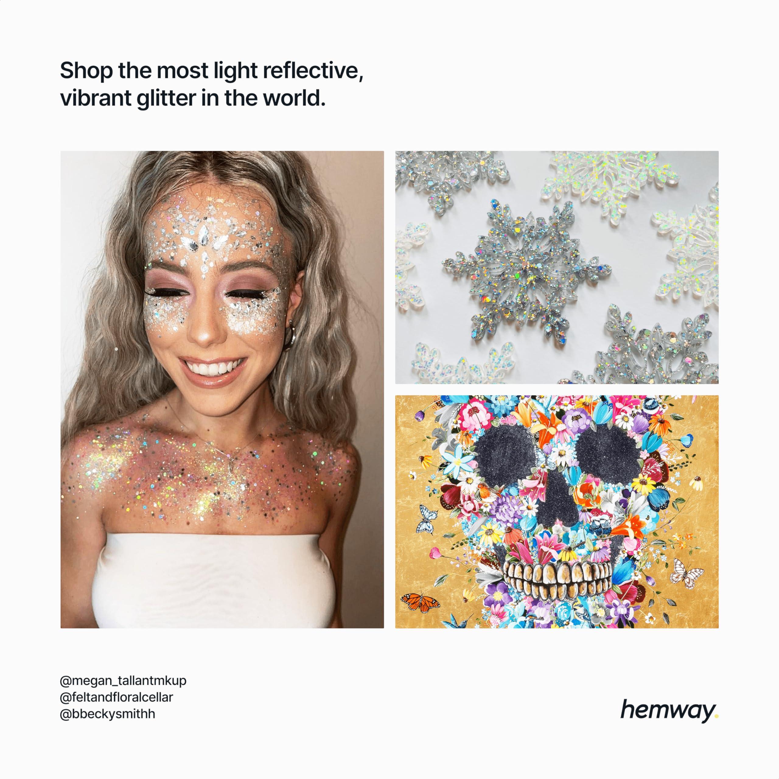 Hemway Hemway Eco Friendly Ultra Sparkle Glitter 100g / 3.5oz - Biodegradable Vegan Cosmetic Safe for Craft Face Hair Nail and Festival Makeup - Ultrafine (1/128" 0.008" 0.2mm) - Gun Metal Grey Holographic