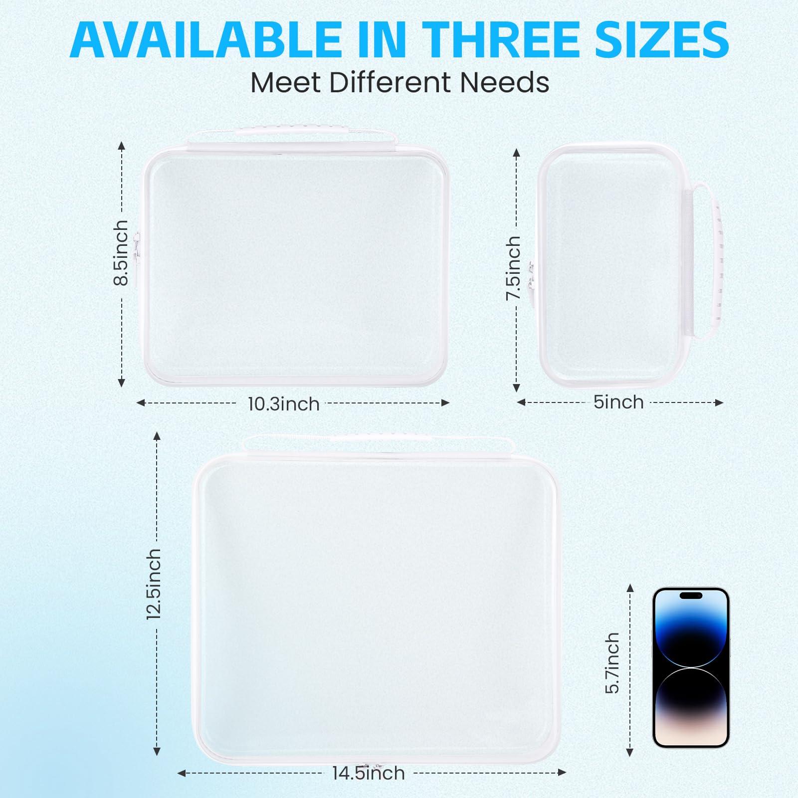 EAROND EAROND 3 Pack XL Zippered Hard Shell Pouch,Clear Plastic Zipper Case,Hard Sided Clear Zipper Case for Storage,Clear Zipper Storage Bags,Portable Waterproof Diaper Bag Cosmetic Bag(3 Pcs-XL+L+S)