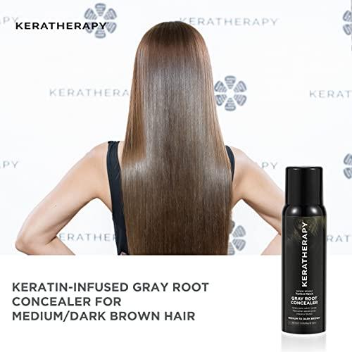 KERATHERAPY Keratherapy Keratin Infused Perfect Match Gray Root Concealer Spray, Light Brown, 3 oz, 118ml - Root Cover Up Spray to Hide Gray Roots - Keratin Therapy Hair Darkening & Temporary Scalp Concealer