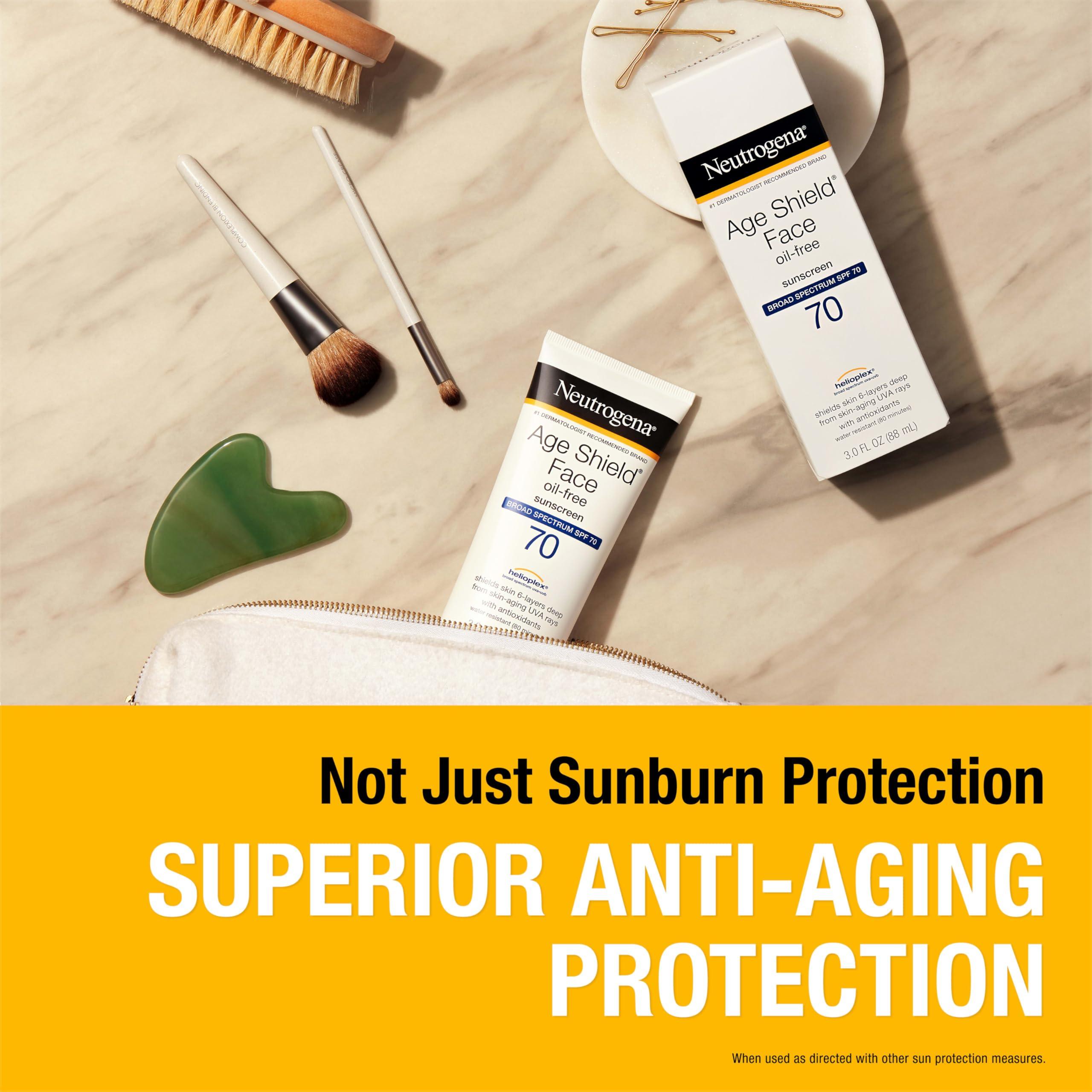 Neutrogena Neutrogena Age Shield Anti-Oxidant Face Lotion Sunscreen with Broad Spectrum SPF 70, Oil-Free & Non-Comedogenic Moisturizing Sunscreen to Prevent Signs of Aging, 3 fl. oz