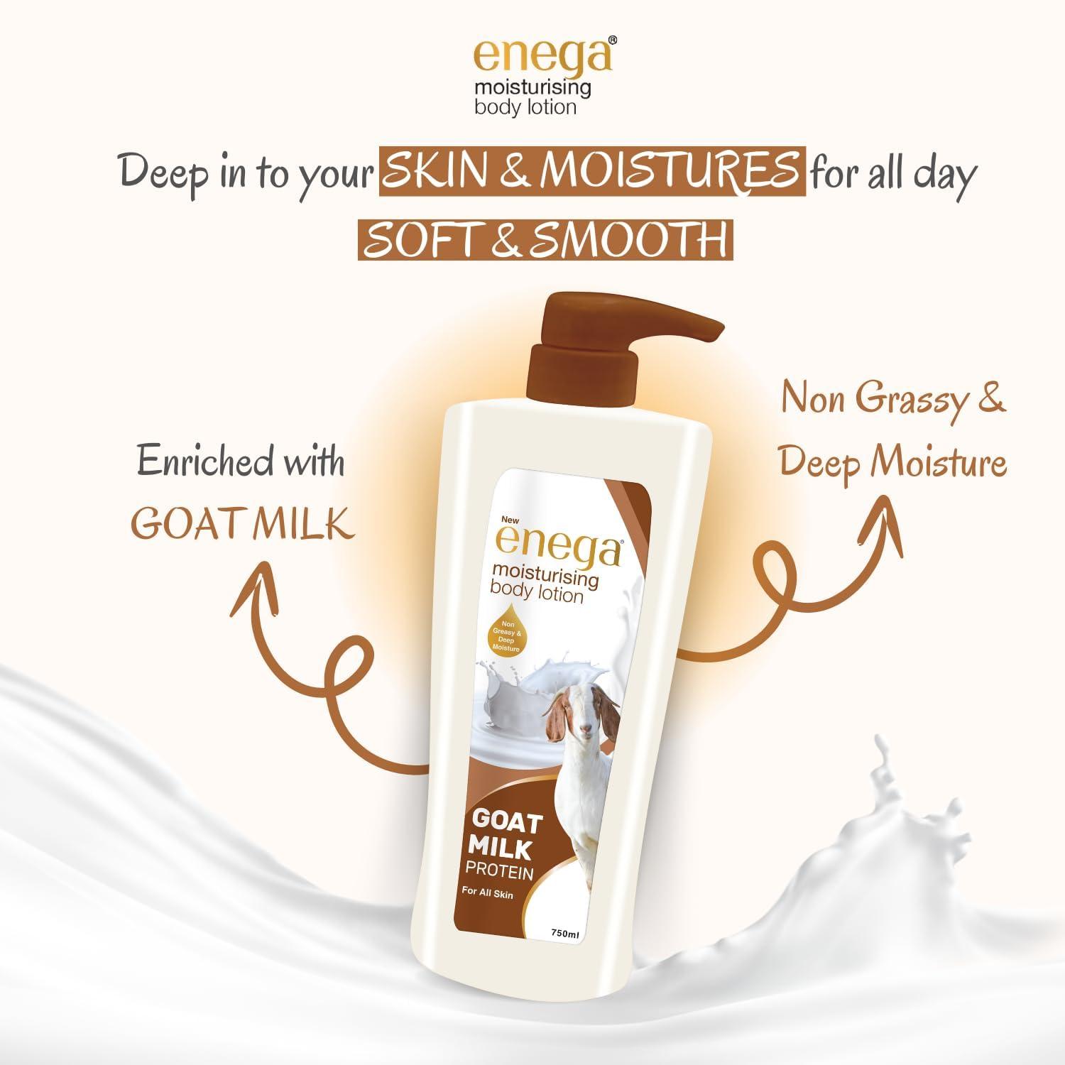 enega enega Moisturizing Body Lotion for Dry Skin | Almond Essentials| Alovera| Soya| Goat Milk| For Men Women And Girls For Dry Skin Moisturizing (Goat Milk (25.36 Fl Oz))