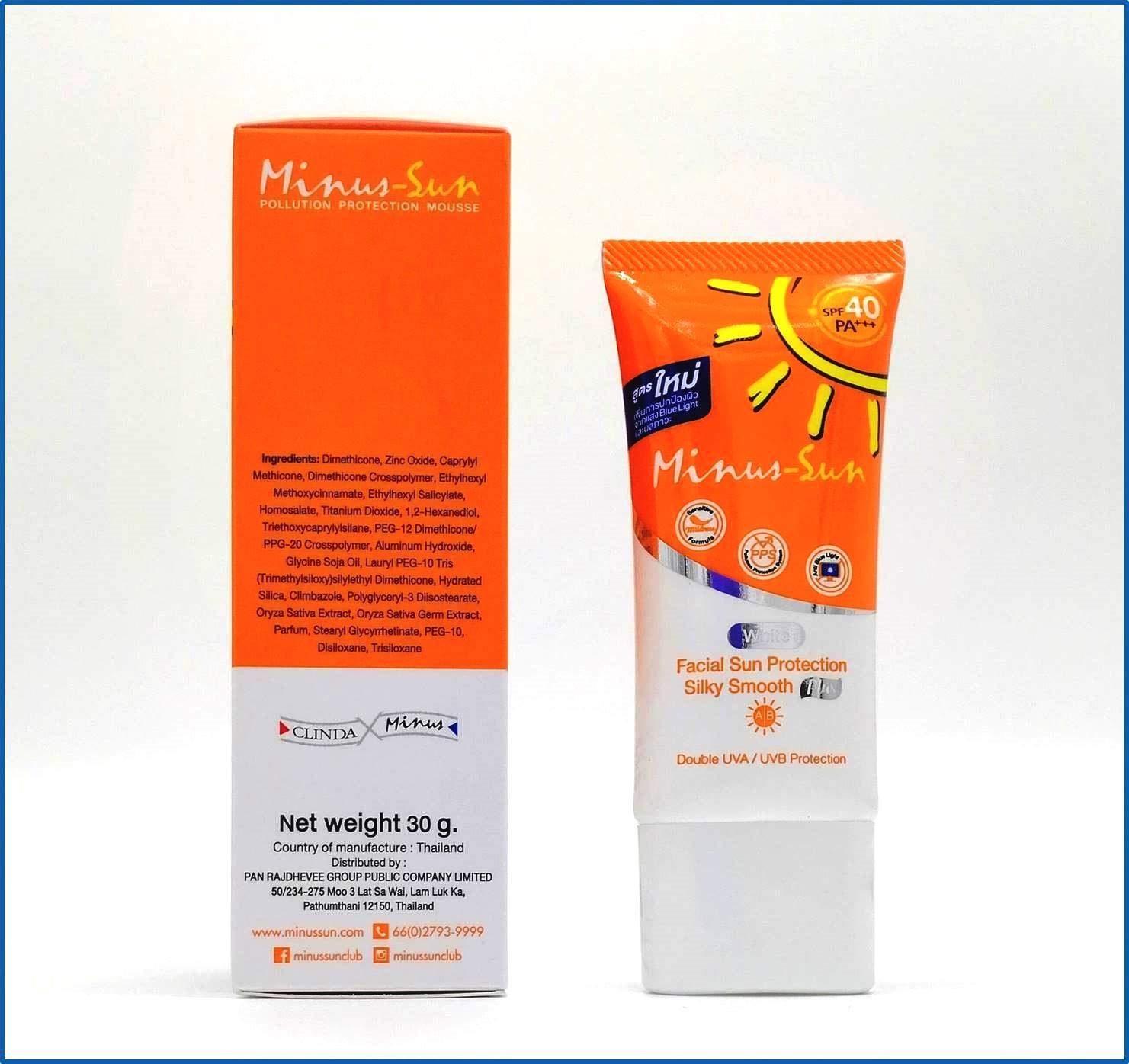Minus Sun Pollution Protection Mousse Minus (Sol) Sun SPF40 PA+++ White (New Formular x 1 Ounces) Facial Sun Protection Silky Smooth Plus with Broad Spectrum UVA1 UVA2 and UVB Protection