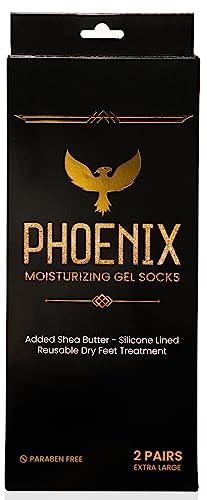 Phoenix Foot Peel Moisturizing Gel Socks for Men - Extra Large - 2 Pairs - with Shea Butter - Paraben Free - Reuseable Moisturizing Socks - Phoenix Foot Peel