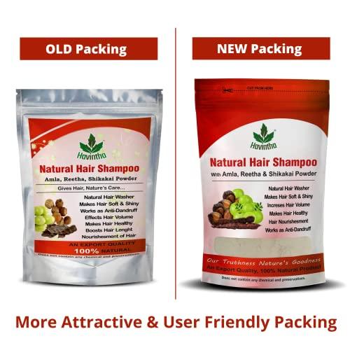 Havintha Natural Hair Shampoo for Hair 8 oz, AMLA REETHA SHIKAKAI POWDER (Phyllanthus emblica, Sapindus mukorossi, Acacia concinna),Product of Havintha, 227g