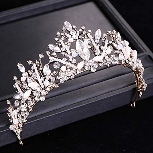 Fdesigner Fdesigner Baroque Wedding Crown Crystal Bride Crowns and Tiaras Vintage Queen Pearl Headpieces Prom Bridal Flower Hair Accessories for Women and Girls (Silver ?)