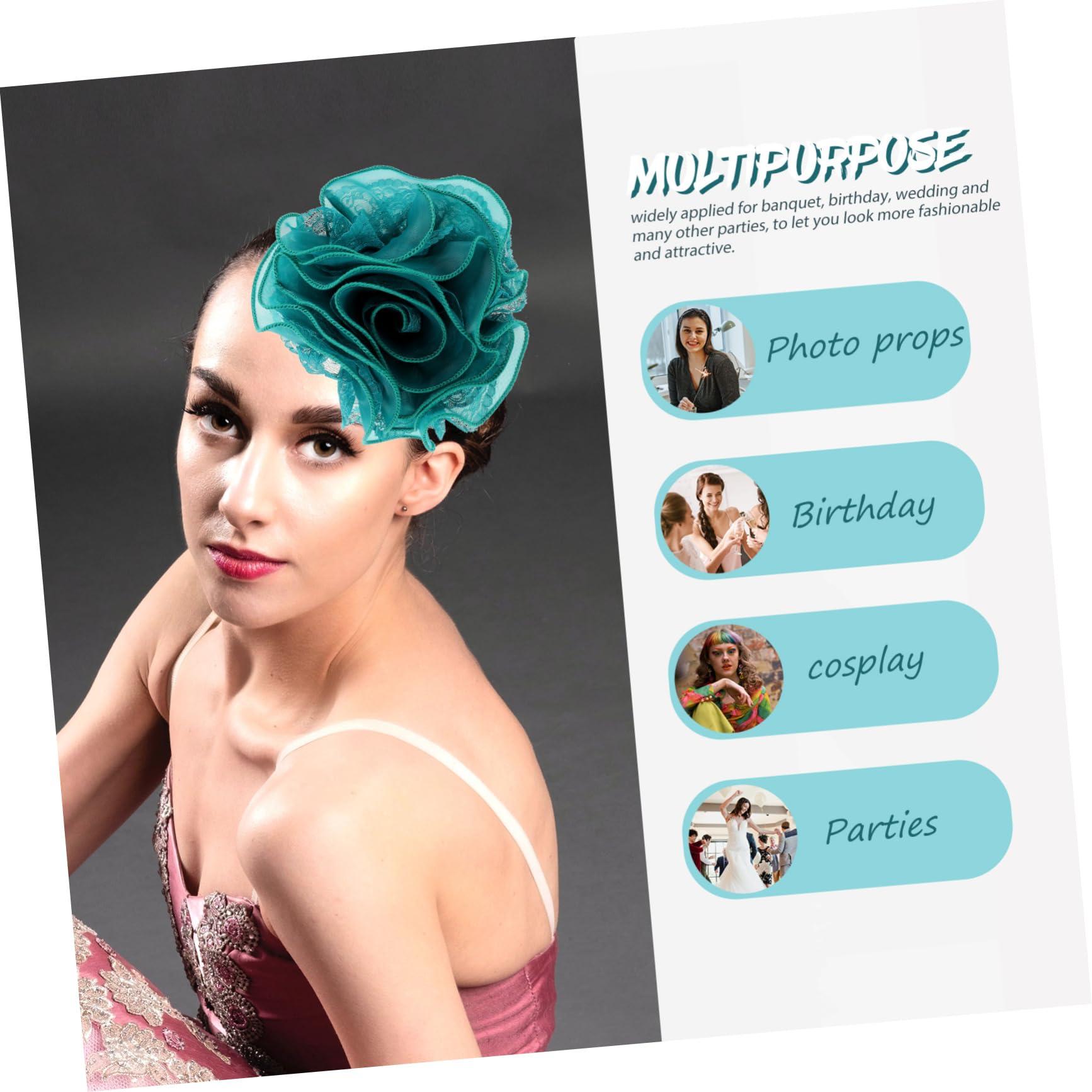 SOESFOUFU SOESFOUFU Lace Metal Green Bridal Headband Headband for Women Wedding Hair Accessories Large Headband for Bridal