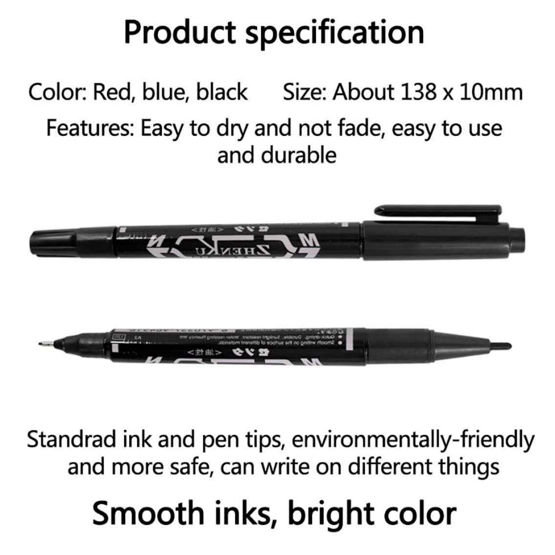 Jorzer Body Art Pens Tattoo Marker Pens Temporary Tattoo Marker Skin Marker Positioning Pen Permanent Makeup Body Art Beauty Tool 10Packs (Black).