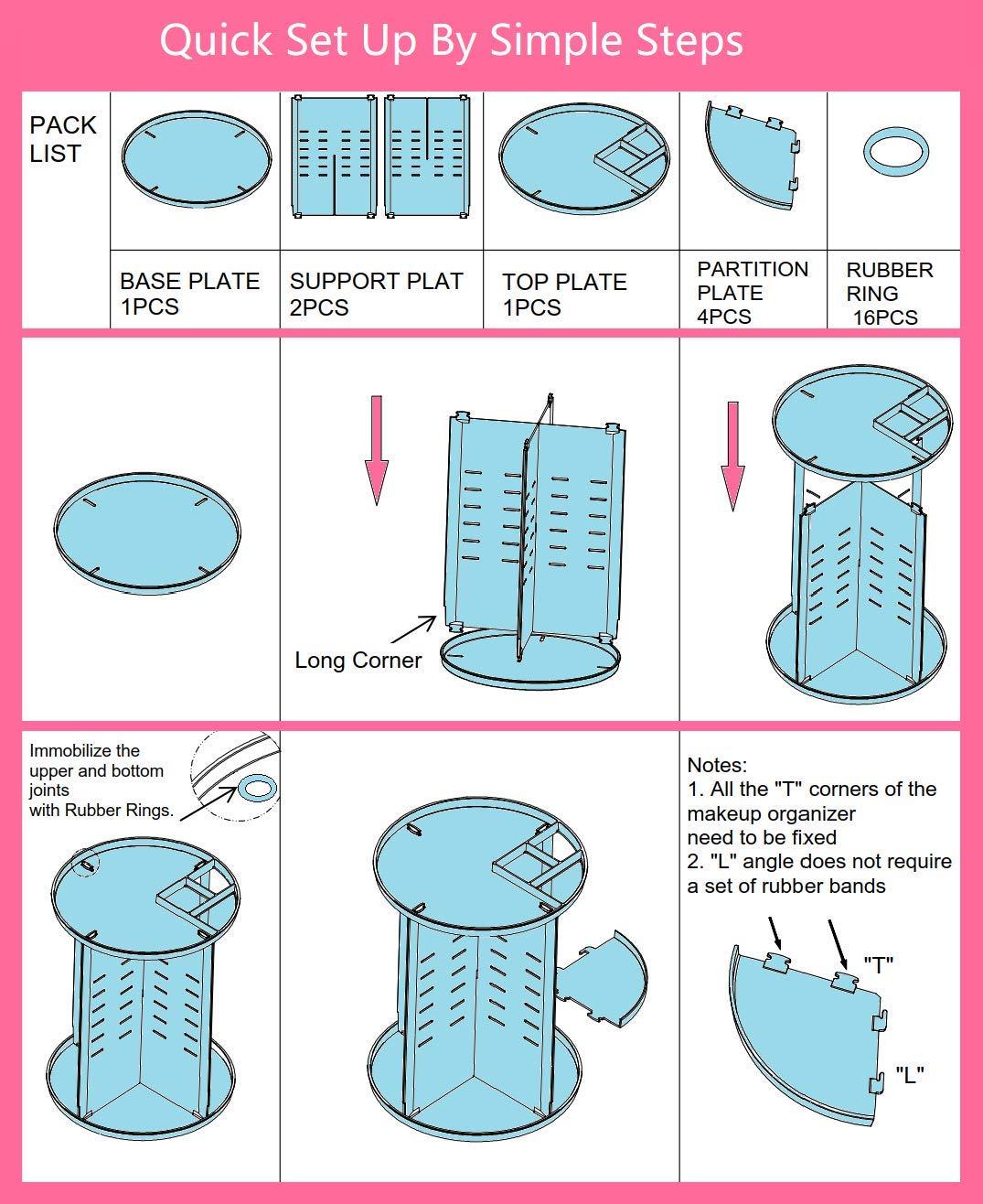 Easyhouse Easyhouse 360 Rotating Makeup Organizer, DIY 8 Adjustable Layers Spinning Skincare Organizer, Cosmetic Holder Shelf, Make Up Organizers and Storage for Vanity Bathroom Countertop (Clear-A)