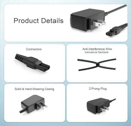 GUY-TECH Guy-Tech Global AC/DC Adapter Compatible with Philips Norelco 9170XLCC 9190XL 9190XLCC 9195XL CC5060 HQ8505/D 6000X 8000X 8500X Razor/Shaver Power Supply Cord
