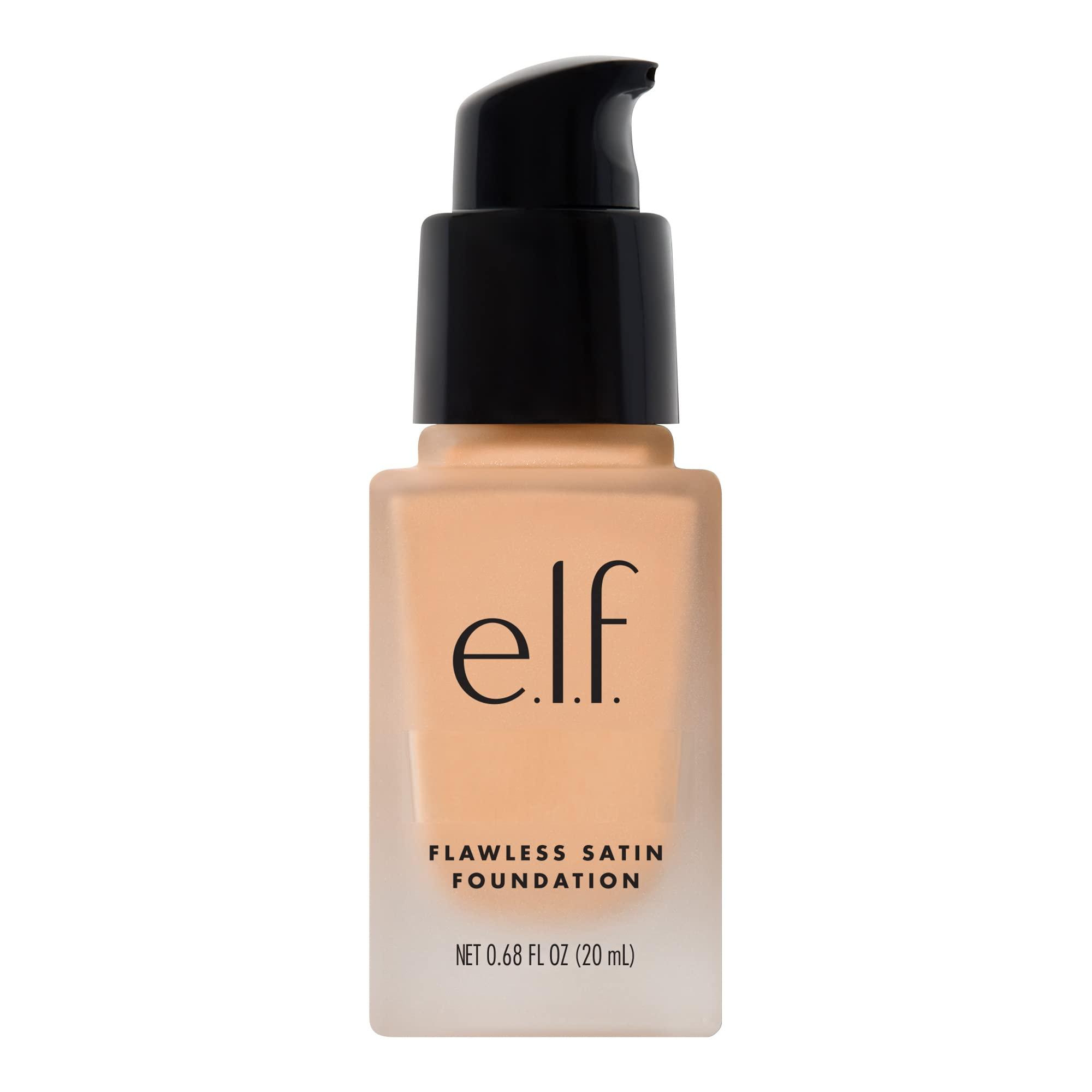 e.l.f. e.l.f. Flawless Satin Foundation, Lightweight & Medium Coverage, Semi-Matte Finish, Vegan & Cruelty-Free, Shell, 0.68 Fl Oz (20mL)