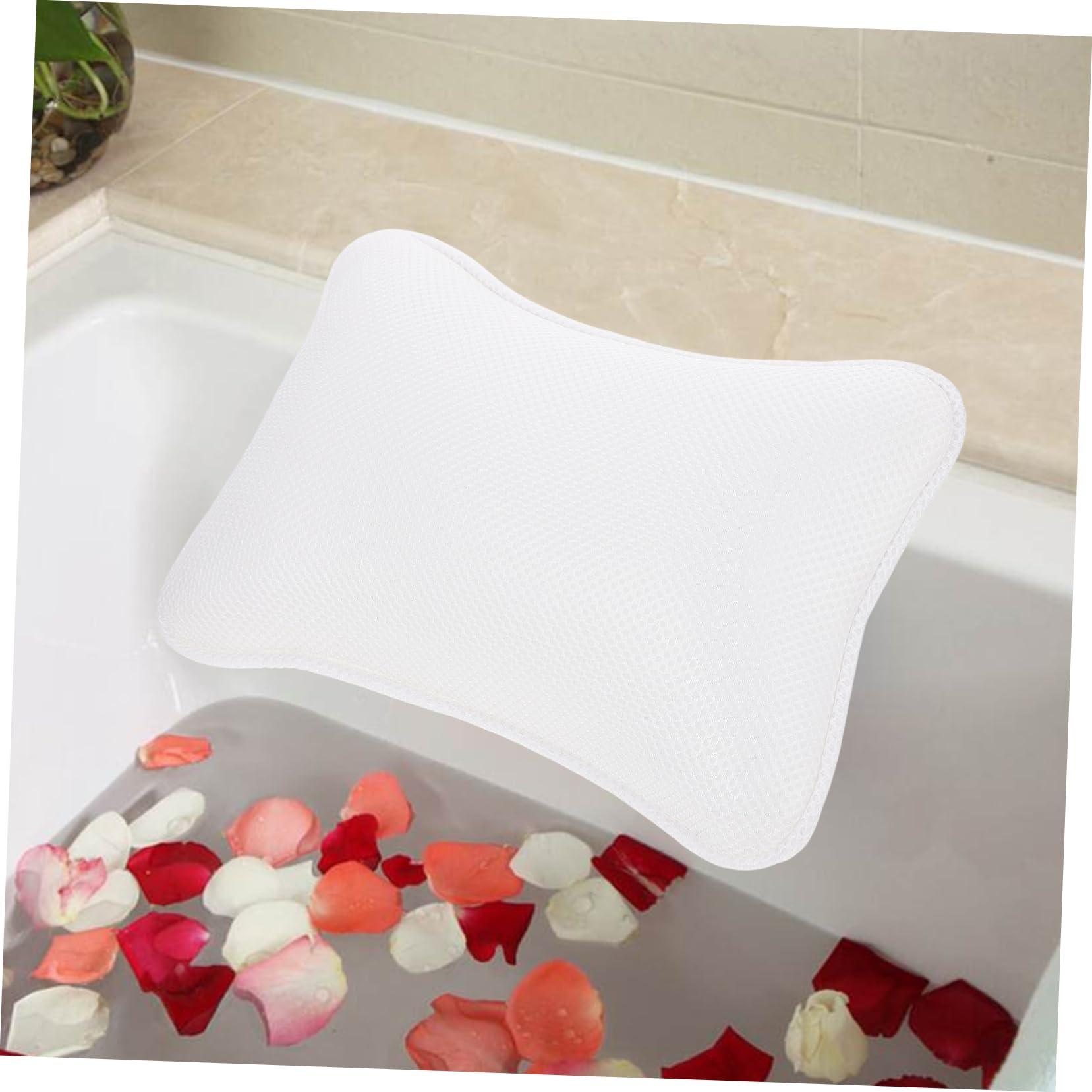 Housoutil Housoutil 3 Pcs Bathtub Suction Cup Headrest Bath Cushion Bath Accessories Inflatable Pool Portable Bath Pillows for Tub Bath Pillow for Bathtub Support Neck Mattress White Polyester Mesh