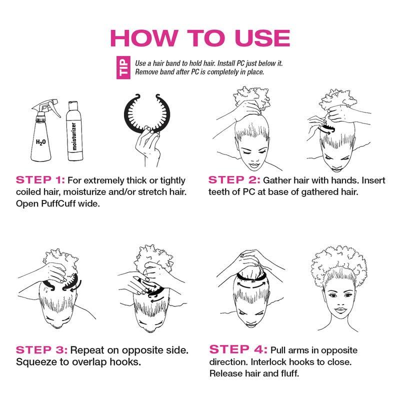 PuffCuff PuffCuff | Teeny 0.75\" Hair Clamps | For All Natural, Fine Loose Curls, Thick, Coiled, Coarse, and Frizzy Hair | Painless, Damage-Free Styling Tool | Clear | 5 Pieces