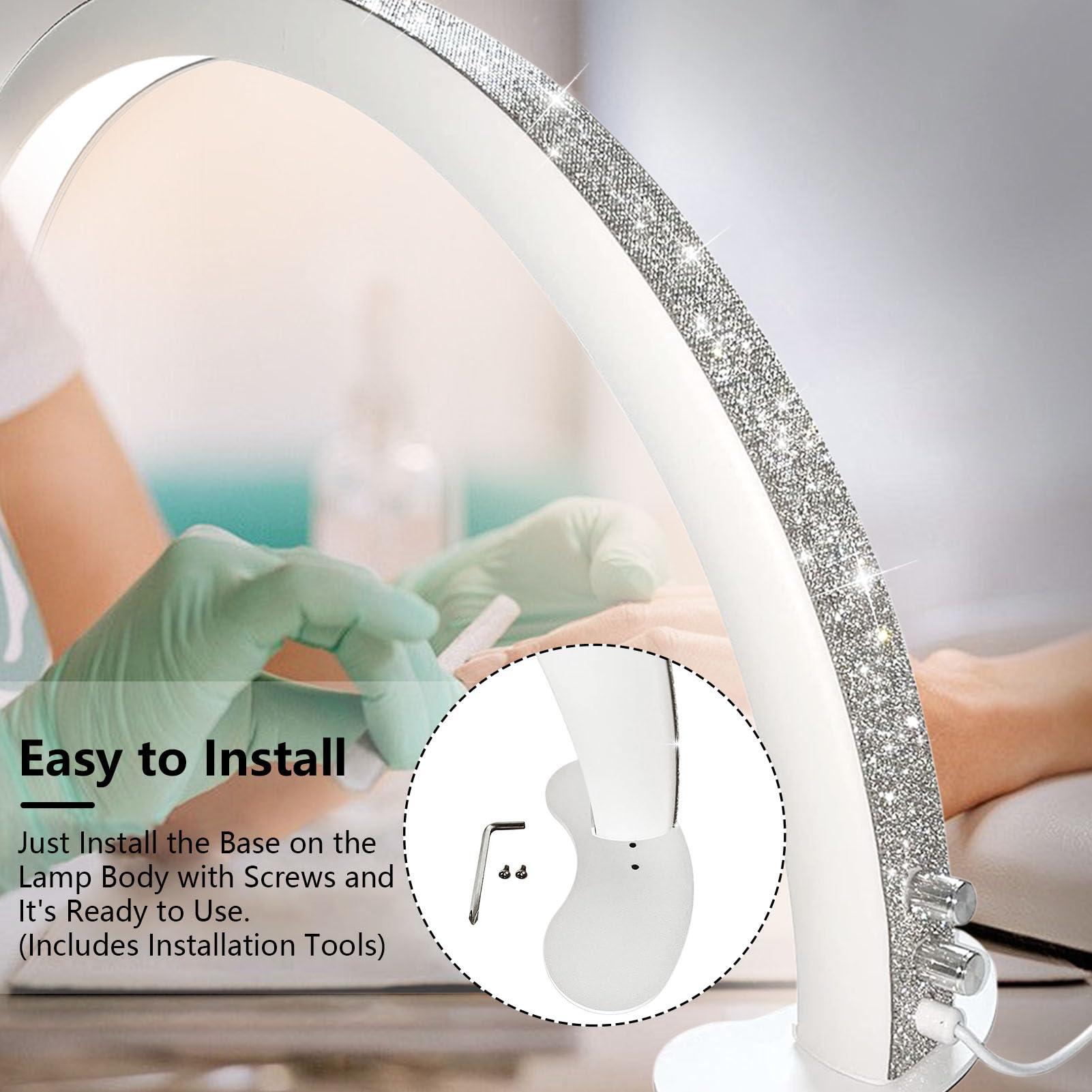 KMLSHLL KMLSHLL Half Moon Light for Nail Desk, 29 in Moon Light Nail Tech, Half Moon Nail Lamp with Stepless Dimming and 3 Color Temperature, Arch LED Manicure Lamp Table Light