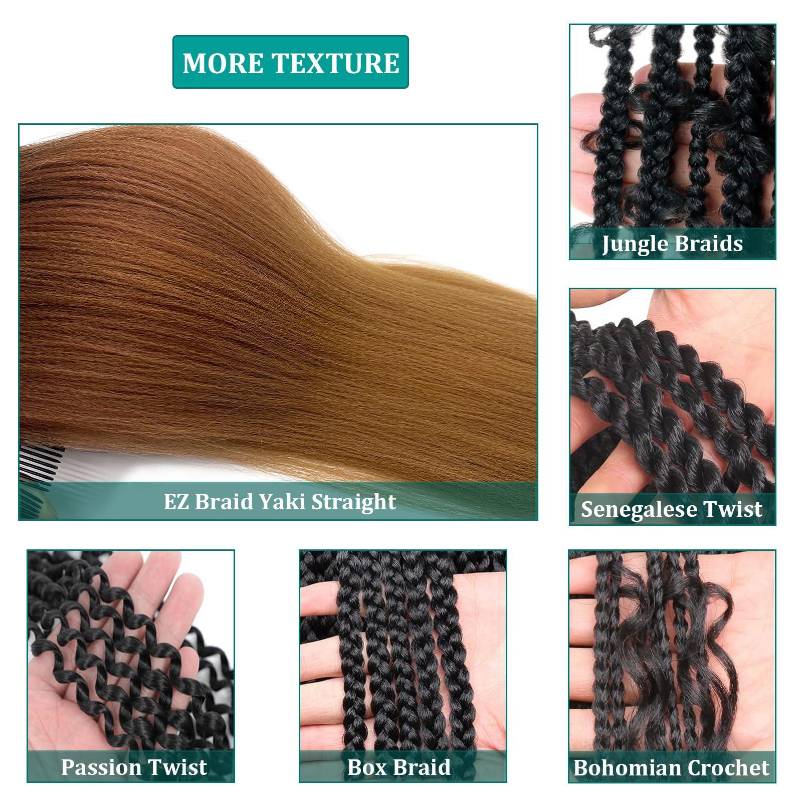 UPruyo UPruyo 1B/30/27 Ombre Braiding Hair Pre Stretched Kids Kanekalon Braiding Hair Extensions for Braiding Box Braids Knotless Prestretched Pre Sectioned Braiding Hair Ombre 26 inch