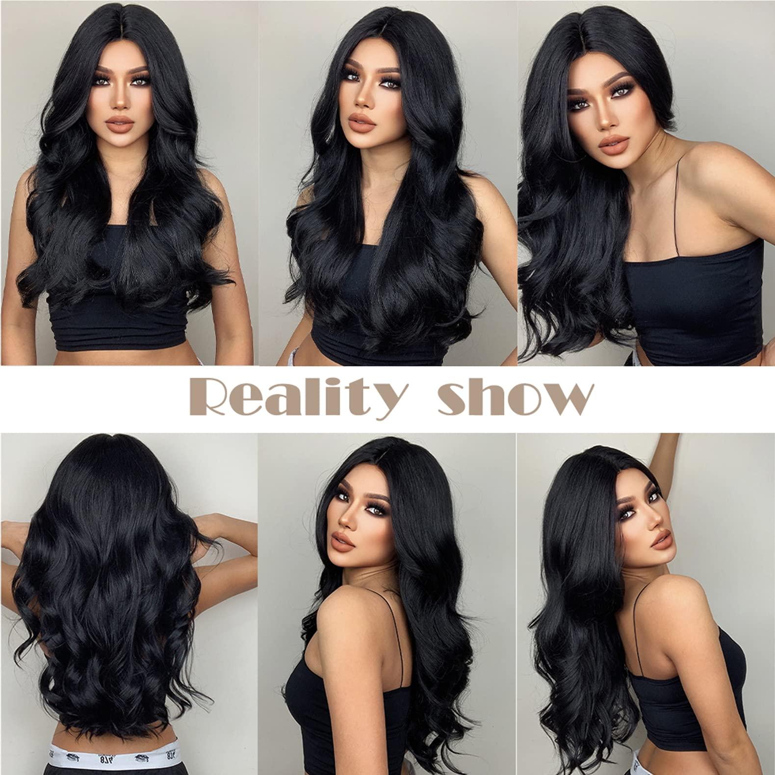 PATTNIUM PATTNIUM Black Wig for Women Long Wavy Black Hair Wigs Middle Part Black Wigs Heat Resistant Synthetic Wig