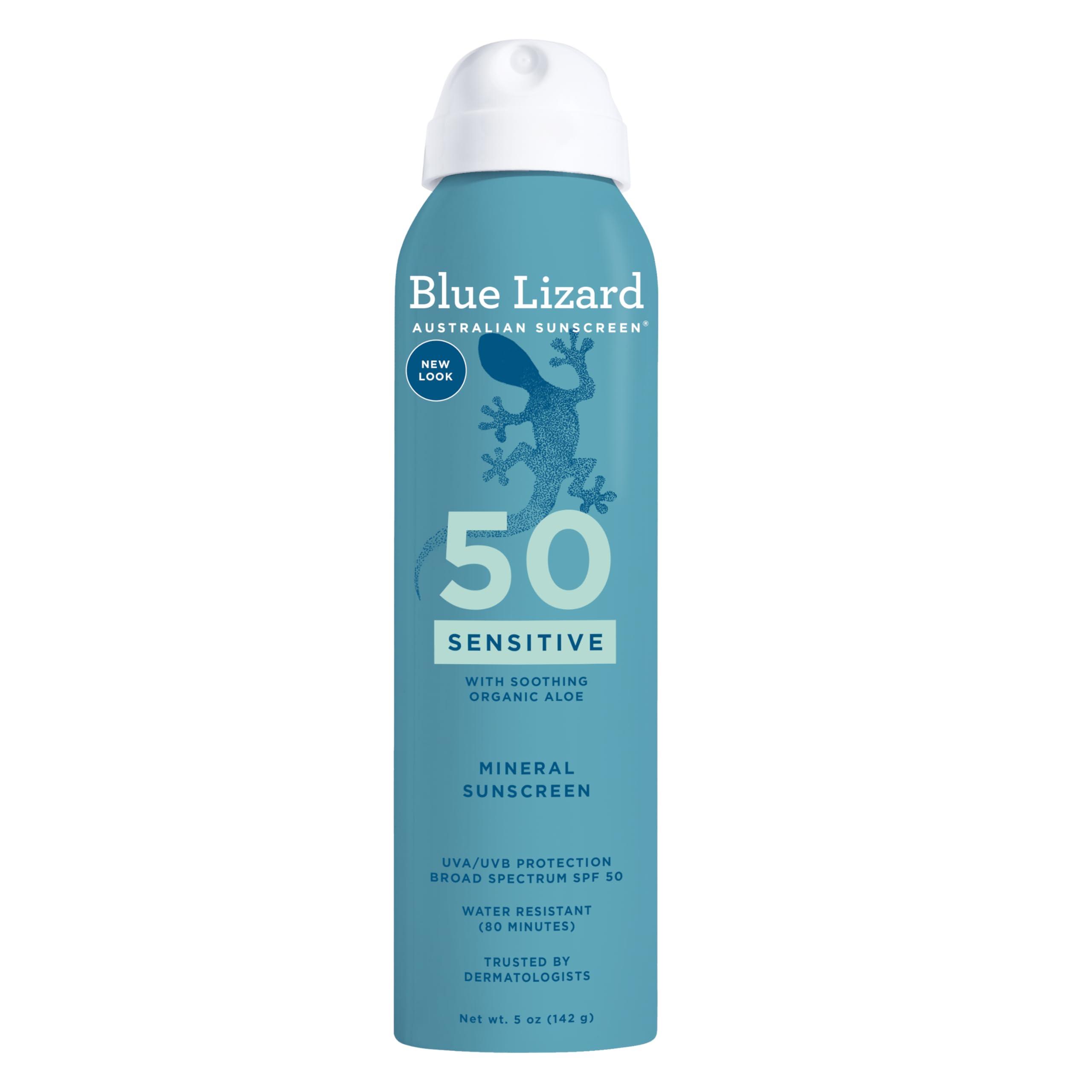 BLUE LIZARD BLUE LIZARD Mineral Sunscreen Sensitive SPF 50+ Spray, 5 Ounce
