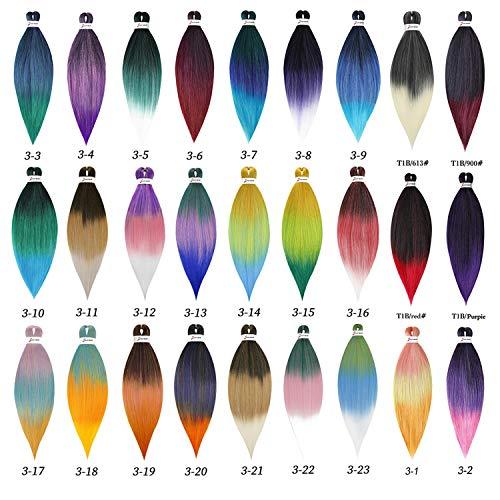 LesafeV Ombre Braiding Hair 6Pcs/Pack Crochet Extension Hair 26" Long Synthetic Yaki Brads Easy Jumbo Pre Stretched Hair Extension For Women T1B/900#