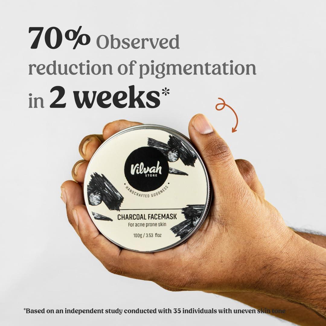 vilvah STORE vilvah STORE Charcoal Facial Masks Facemask for Men & Women | Removes Blackheads and Whiteheads | Active Cooling Effect | Deep Skin Purifying Cleansing, 100g