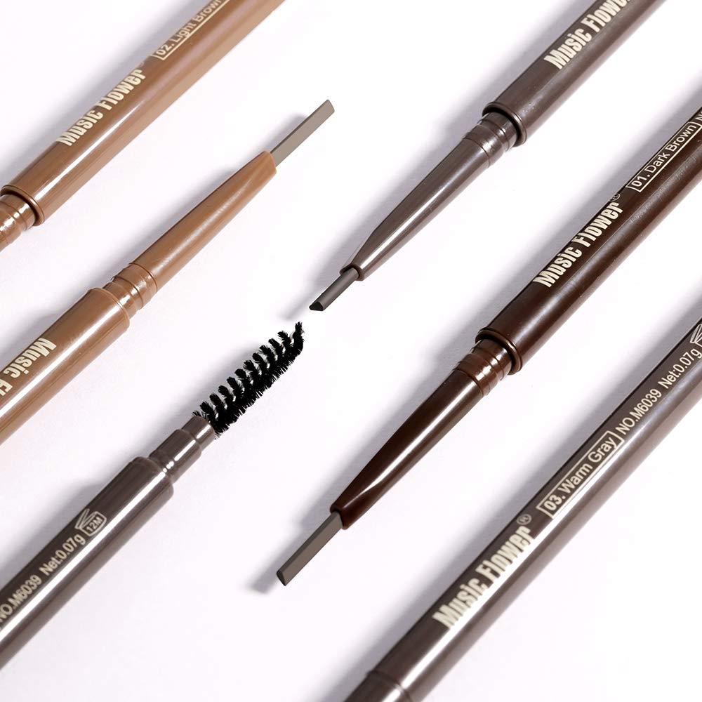 Music Flower Music Flower Eyebrow Pencil in Teardrop Tip with Spoolie Brush, Dual Ended Eyebrow Pen Natural Fills and Defines Brow Medium Brown