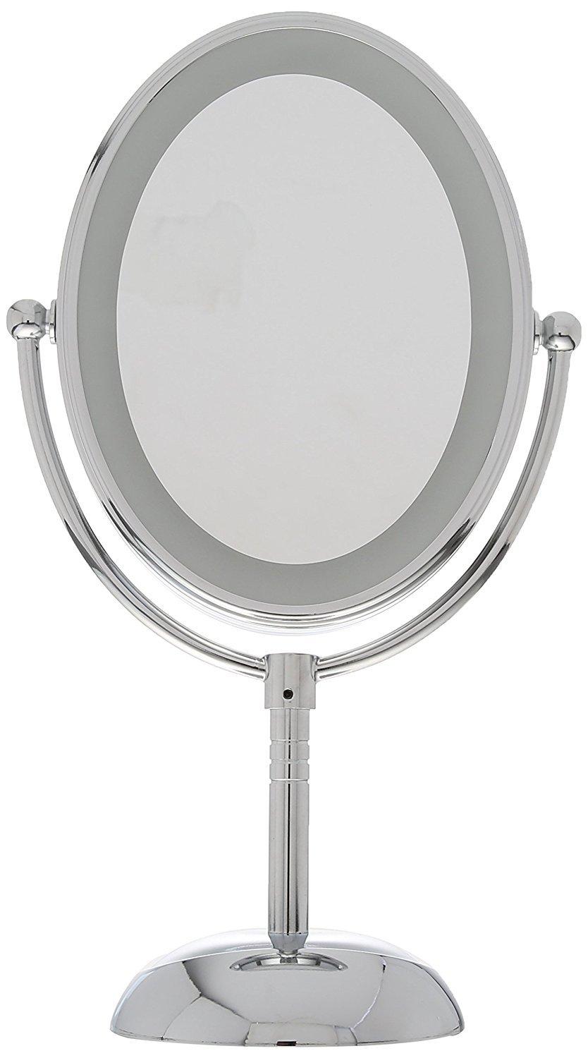Conair Conair Lighted Makeup Mirror, LED Vanity Mirror, 1X/7X Magnifying Mirror, Double Sided, Battery Operated in Polished Chrome