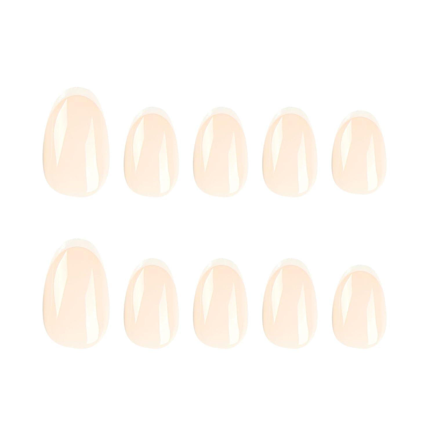 CEWEWP 24Pcs Fake Nails Short Almond Press on Nails CEWEWP White French Tip Nails for Women Real Nude Glue on Nails Short Acrylic Nails Press on Natural Gel Oval Stick on Nails Strong False Nails Set