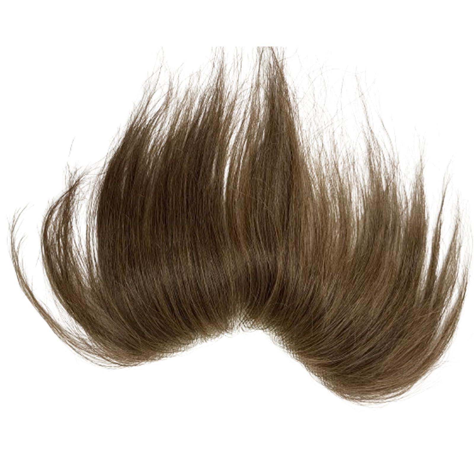 Voloria Voloria Frontal Hairpiece for Women Human Hair Extensions Forehead Hairline PU Skin Toppers Hair Replacement Toupee (1.18x6.69 Inch, 7 Light Brown Color)