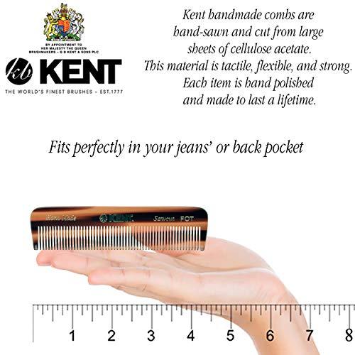 KENT Kent A FOT Handmade All Fine Tooth Pocket Comb for Men, Hair Comb Straightener for Everyday Grooming Styling Hair, Mustache and Beard, Use Dry or with Balms, Saw Cut and Hand Polished, Made in England