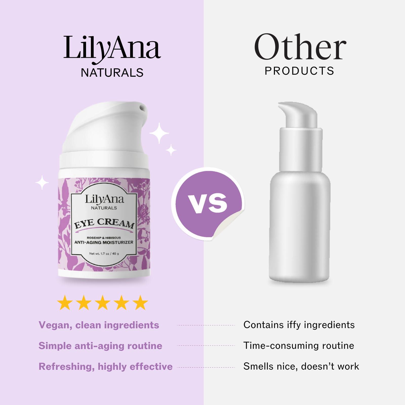 LilyAna Naturals LilyAna Naturals Eye Cream - Eye Cream for Dark Circles and Puffiness, Under Eye Cream, Anti Aging Eye Cream Reduce Fine Lines and Wrinkles (1.7 Ounce, Rosehip and Hibiscus (Tube))