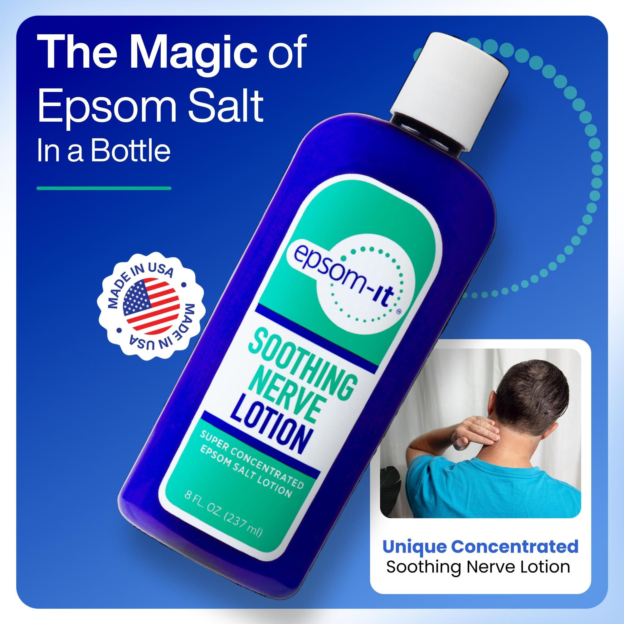 EPSOM-IT EPSOM-IT Soothing Nerve Lotion - Epsom Salt Magnesium Lotion, Topical Magnesium Cream with Capsaicin & Arnica for Muscle Discomfort, Restless Legs and Better Sleep, 8.0 oz., 4-Pack